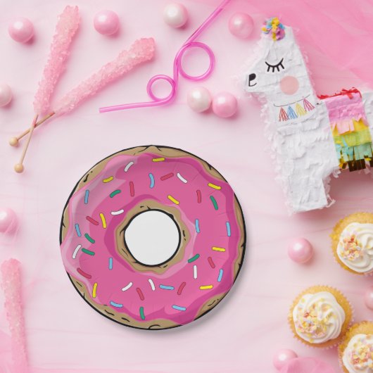 Rosa Regenbogen besprühen Krapfen Pappteller (Party)