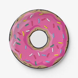 Rosa Regenbogen besprühen Krapfen Pappteller