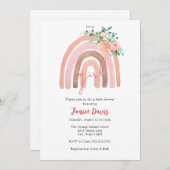 Rosa Regenbogen, Boho Girl Babydusche Einladung (Vorne/Hinten)
