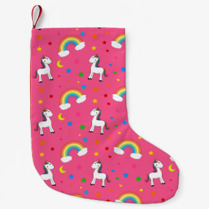 Rosa Regenbogen einhorn Herz Sternen Muster Kleiner Weihnachtsstrumpf