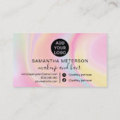 Rosa Regenbogen Einhorn Marmor Chic Herz Make-up Treuekarte (Rückseite)