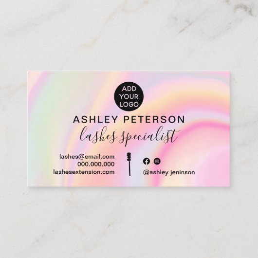 Rosa Regenbogen-Einhorn-Marmorpinsel Visitenkarte (Rückseite)