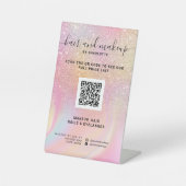 Rosa Regenbogen-Einhorn-Preis für Glitzer-QR Sockelschild (Vorderseite)