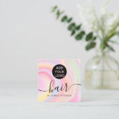 Rosa Regenbogen einhornes Marmorlogo Quadratische Visitenkarte (Stehend Vorderseite)