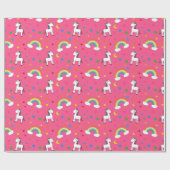 Rosa Regenbogen-Einhornherz-Sternchen-Vereinbarung Geschenkpapier (Flach)