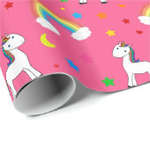 Rosa Regenbogen-Einhornherz-Sternchen-Vereinbarung Geschenkpapier (Rolleneckpunkt)