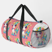 Rosa Regenbogen Girly Unicorn Groß Duffle Bag (Rechte Ecke)