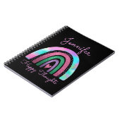 Rosa Regenbogen Glitzer & Herz Girls Personalisier Notizblock (Linke Seite)