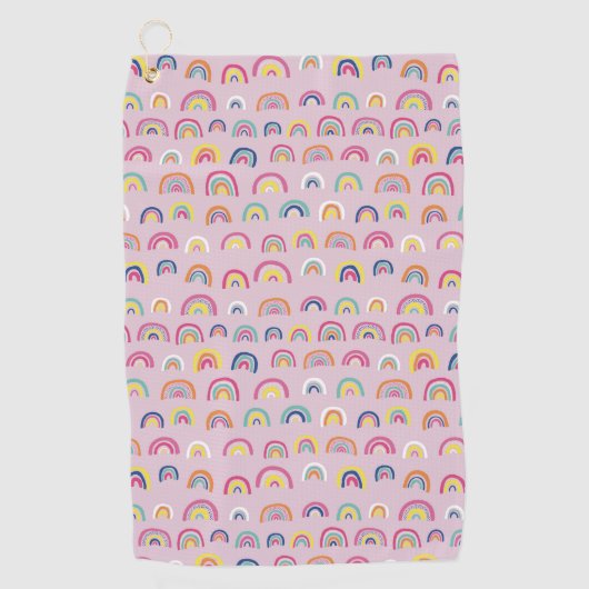 Rosa Regenbogen Golfhandtuch (Vorderseite)