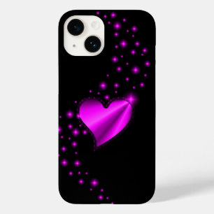 Rosa Regenbogen Herz mit Sternen auf schwarz Case-Mate iPhone 14 Hülle