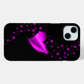 Rosa Regenbogen Herz mit Sternen auf schwarz Case-Mate iPhone Hülle (Rückseite (Horizontal))