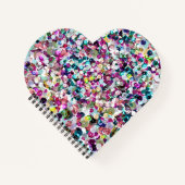 Rosa Regenbogen Imitate Sequin Glitzern Herzstück Notizbuch (Vorderseite)