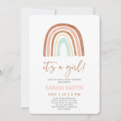 Rosa Regenbogen ist ein Mädchen Babydusche Einladung (Vorderseite)