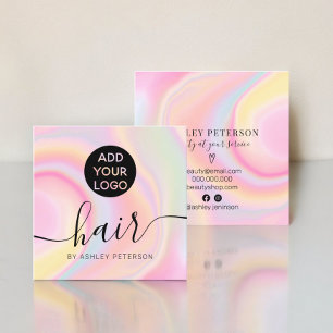 Rosa Regenbogen-Logo aus Marmor-Girl Quadratische Visitenkarte