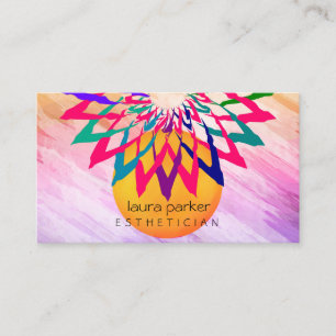 Rosa Regenbogen Lotus Blume Yoga Dozentin Meditati Visitenkarte