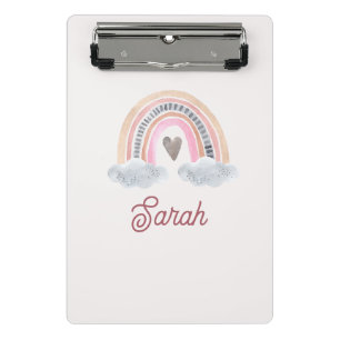 Rosa Regenbogen mit Wolken für BabyDusche für Mädc Mini Klemmbrett