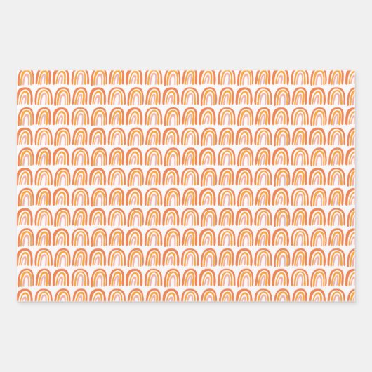 Rosa Regenbogen Modern Boho Niedliches Muster Einz Geschenkpapier Set (Vorderseite)