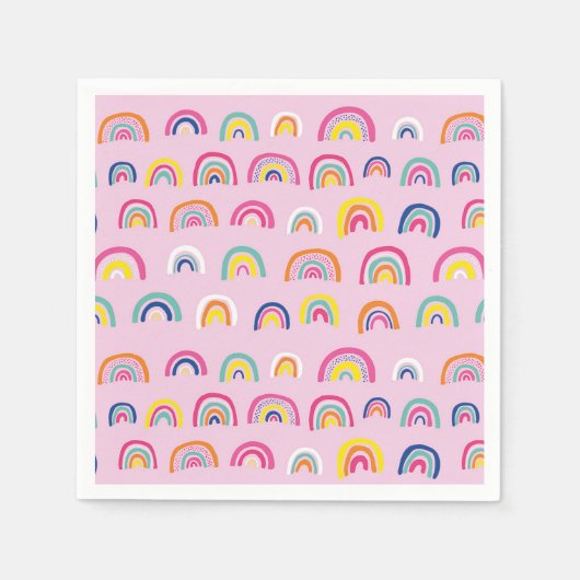Rosa Regenbogen Muster Geburtstag Serviette (Vorderseite)