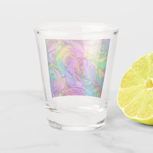 Rosa Regenbogen-Rose - Schnapsglas (Rückseite)