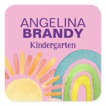 Rosa Regenbogen & Sonne Erster Tag der Schule Kind