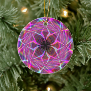 Rosa Regenbogen Spirale Keramik Ornament