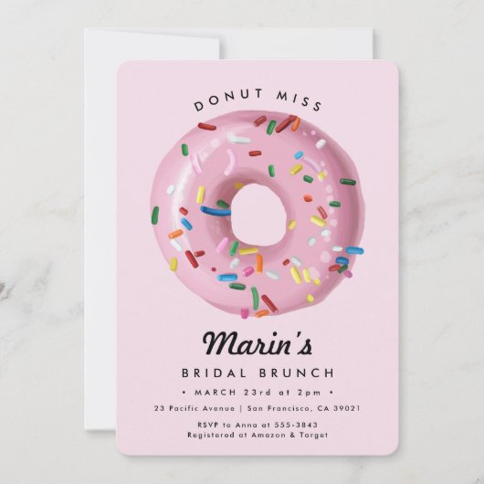 Rosa Regenbogen Sprinkle Donut Brautparty Einladung (Vorderseite)