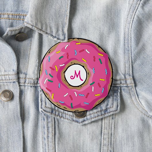Rosa Regenbogen Sprinkle Donut Button (Beispiel)