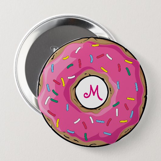 Rosa Regenbogen Sprinkle Donut Button (Vorne & Hinten)