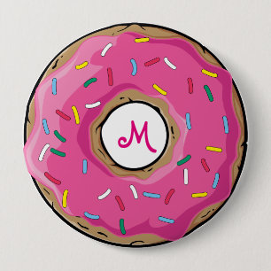 Rosa Regenbogen Sprinkle Donut Button