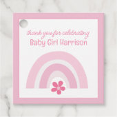 Rosa Regenbogen und Blume Kinderdusche Geschenkanhänger (Vorderseite)