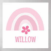 Rosa Regenbogen und Blume Personalisiertes Kinderz Poster (Vorne)