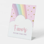 Rosa Regenbogen- und Sternenfavoriten Party Sockelschild (Vorderseite)