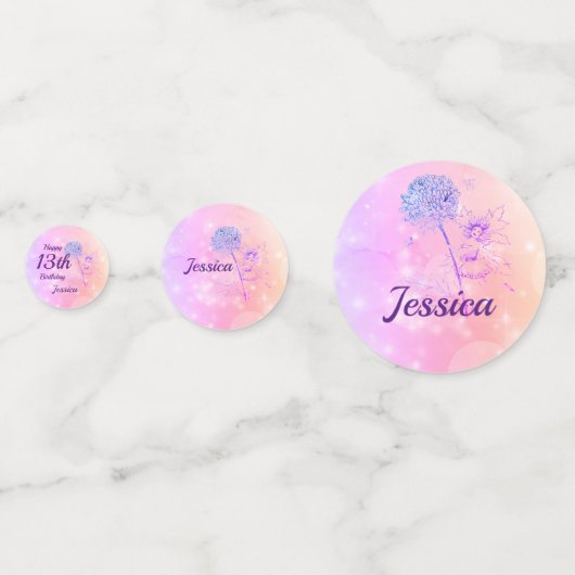 Rosa Regenbogenfieber funkeln 13. Geburtstag Konfetti (Rückseiten)