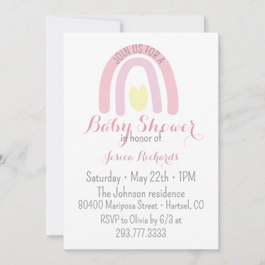 Rosa Regenbogenforelle Kinderdusche Einladung (Vorderseite)