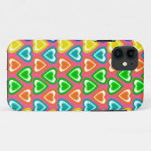 Rosa Regenbogenherzen Muster Case-Mate iPhone Hülle (Rückseite (Horizontal))