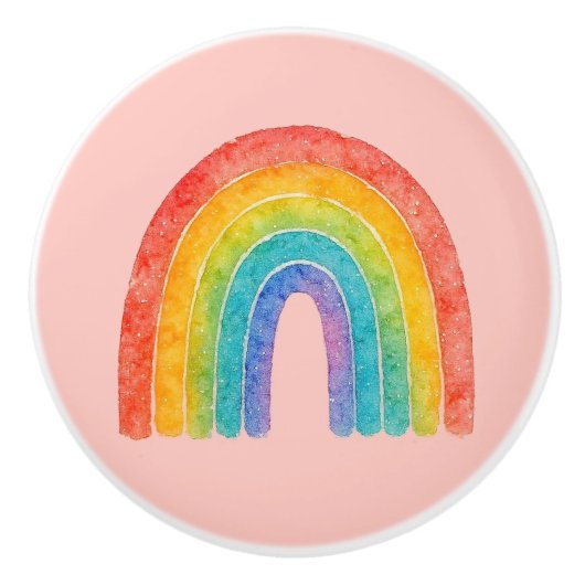 Rosa Regenbogenknopf. Keramikknauf (Vorderseite)