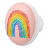 Rosa Regenbogenknopf. Keramikknauf (Rechts)