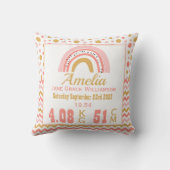 Rosa Regenbogenmetrie Neugeborene Geburtsstände Kissen (Rückseite)