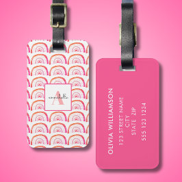 Rosa Regenbogenmonogramm Gepäckanhänger