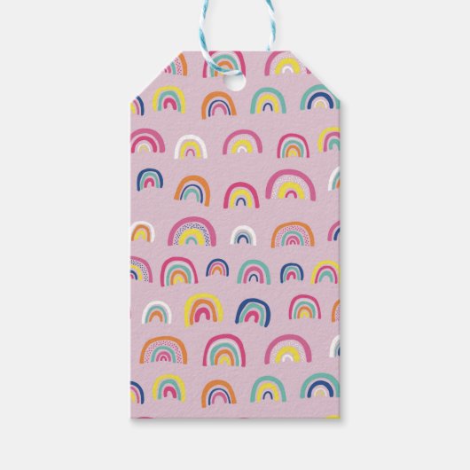 Rosa Regenbogenmuster Geschenkanhänger (Vorderseite)