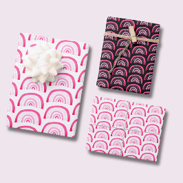 Rosa Regenbogenmuster Geschenkpapier Set
