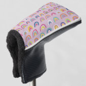 Rosa Regenbogenmuster Golf Headcover (3/4 Vorderseite)