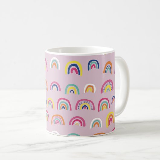 Rosa Regenbogenmuster Kaffeetasse (VorderseiteRechts)