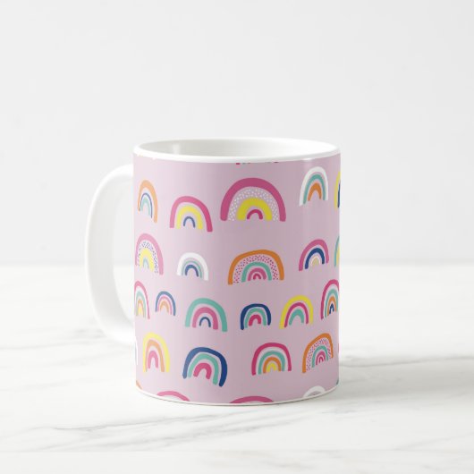 Rosa Regenbogenmuster Kaffeetasse (Vorderseite Links)