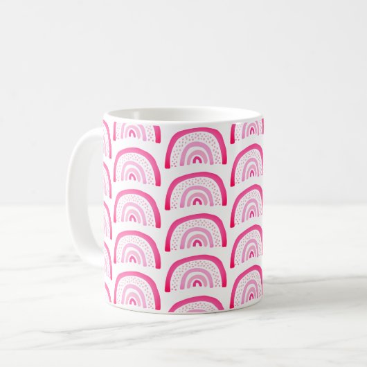 Rosa Regenbogenmuster Kaffeetasse (Vorderseite Links)
