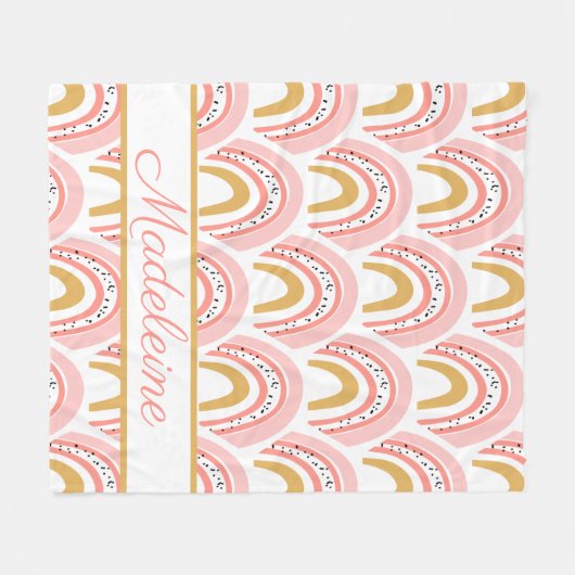 Rosa Regenbogenmuster Personalisiert Fleecedecke (Vorderseite (Horizontal))