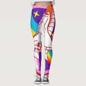 Rosa Regenbogenrakete Leggings (Vorderseite)