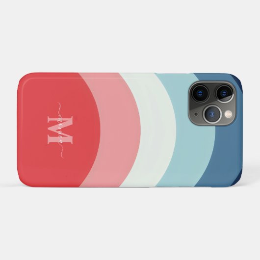 Rosa Regenbogenstreifen Monogramm Name Case-Mate iPhone Hülle (Rückseite (Horizontal))