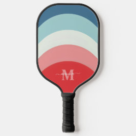 Rosa Regenbogenstreifen Monogramm Name Pickleball Schläger