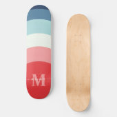 Rosa Regenbogenstreifen Monogramm Name Skateboard (Vorderseite)